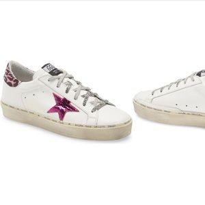Golden Goose White and Pink Star Sneakers